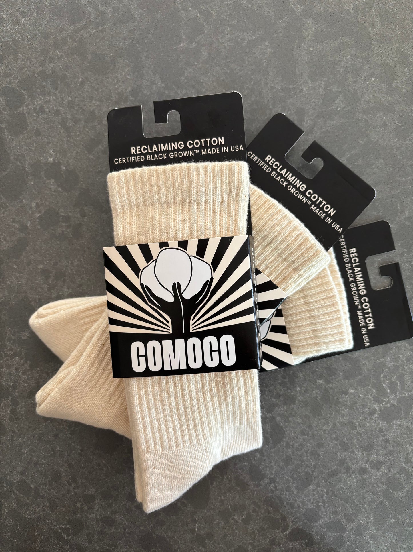 COMOCO Foothold Natural Crew Socks (Certified Black Grown™)
